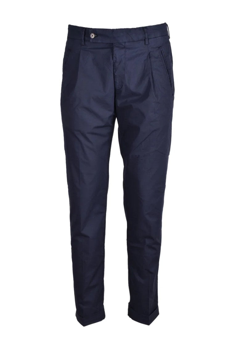 Berwich Tailored Cropped Trousers In Blue Technical Fabric