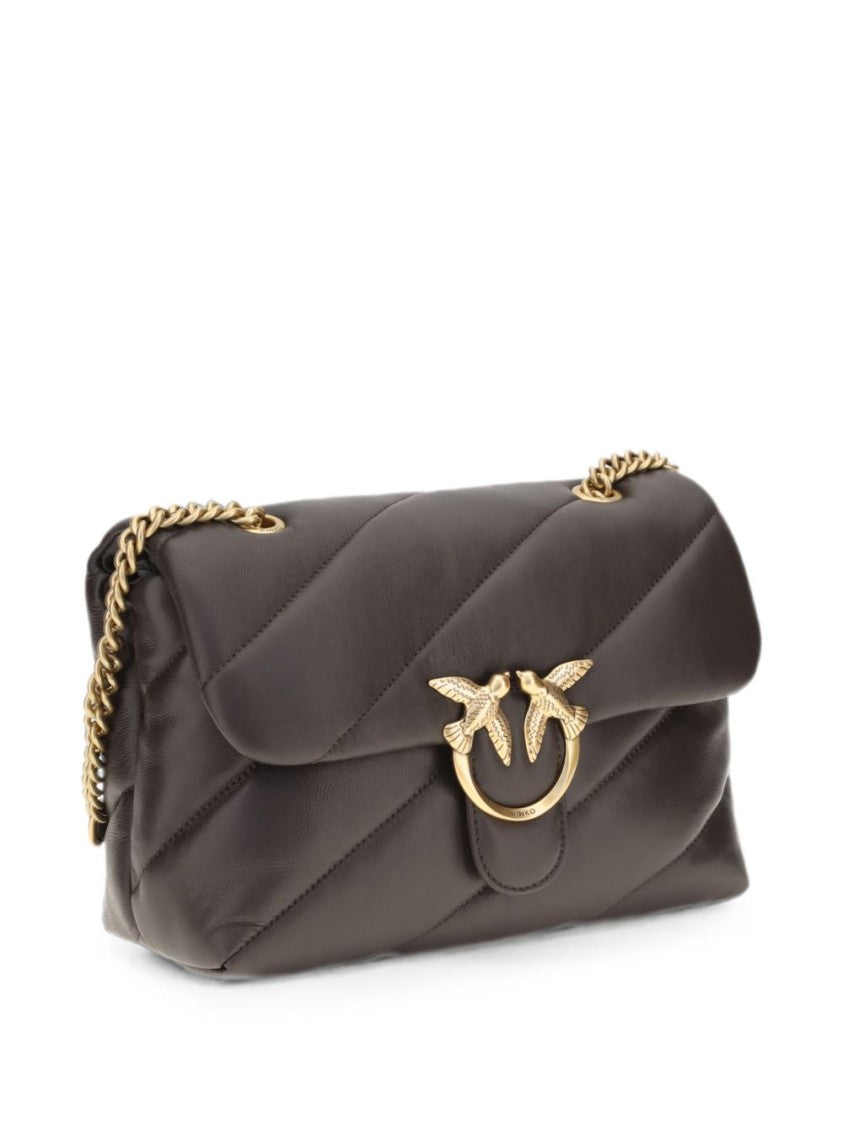 Pinko Brown Quilted Gold Clasp Shoulder Bag