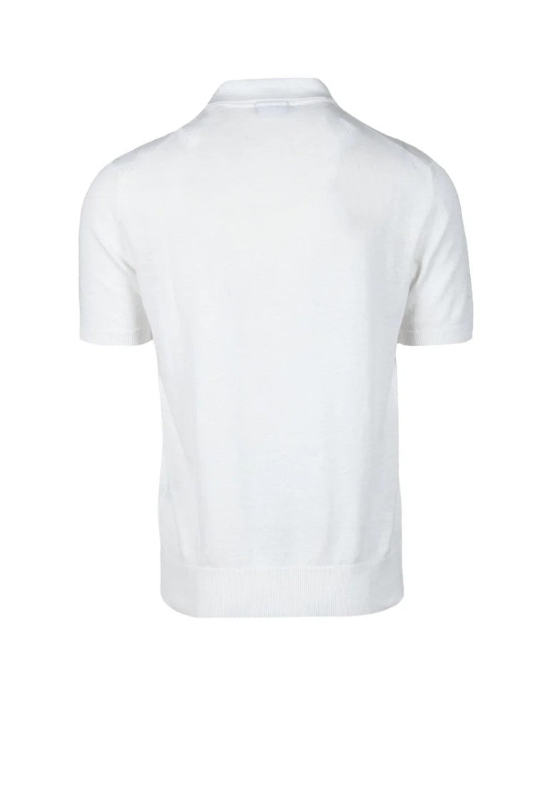 Drumohr Linen Cotton Knit Polo - White