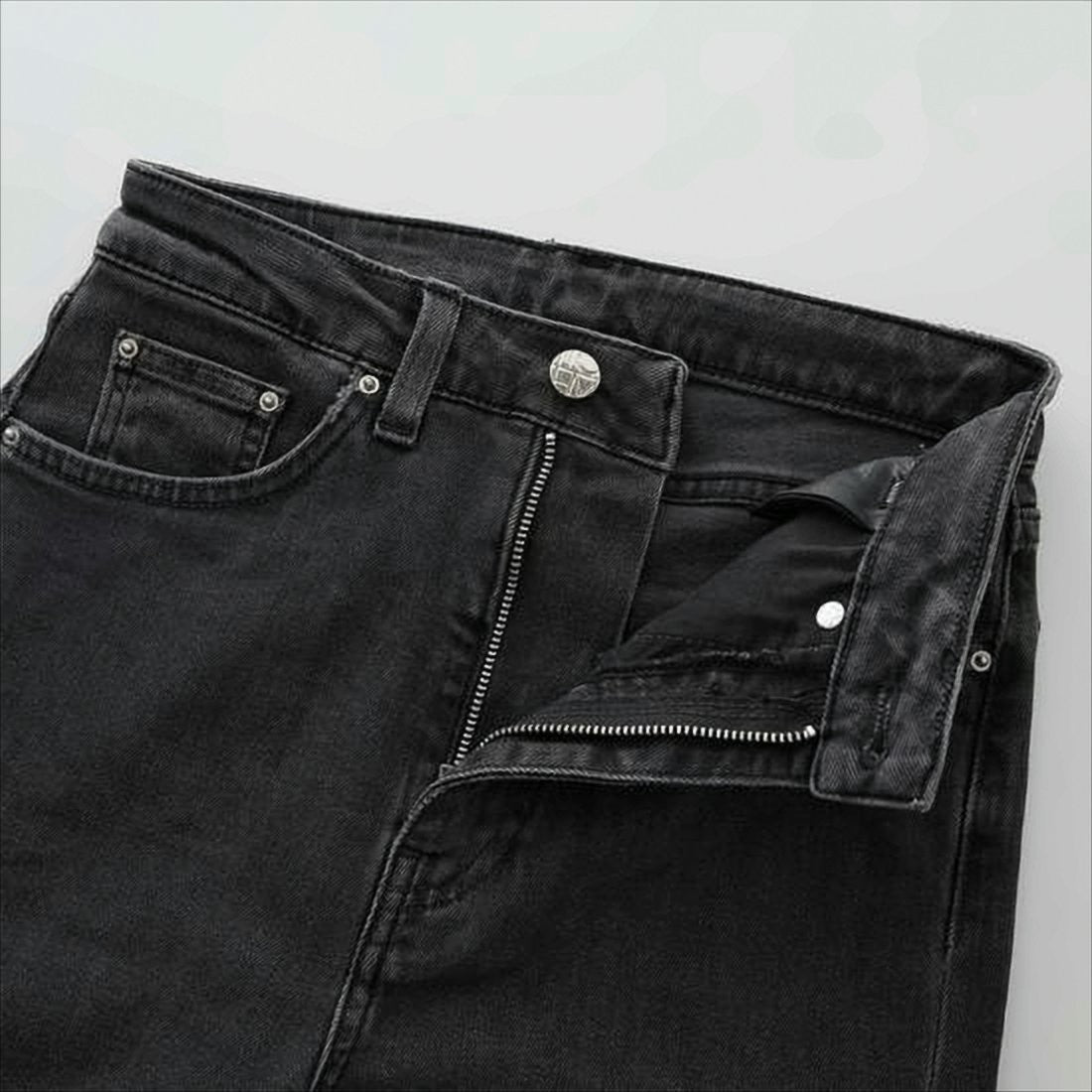 Totême Wide-Leg Black Denim Pants With Classic Five-Pocket Design