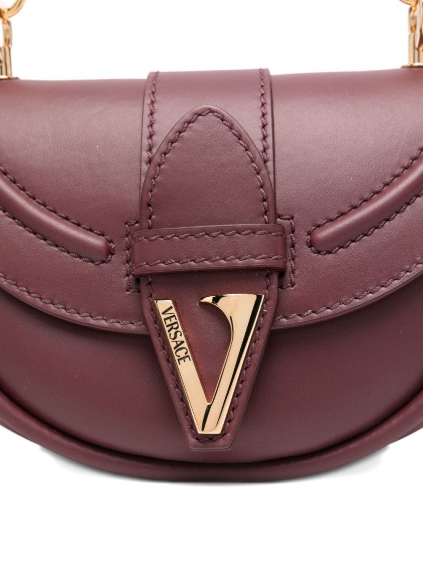 Versace Curved Burgundy Leather Bag