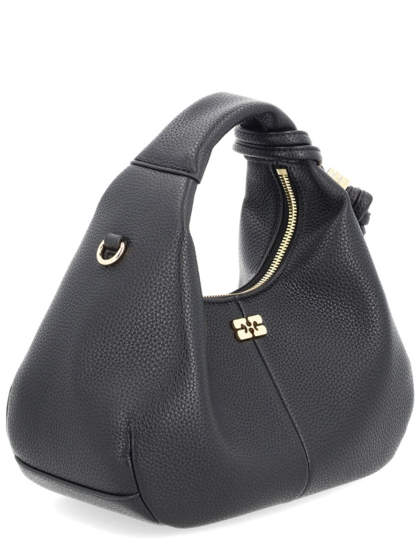 Ganni Textured Black Shoulder Bag