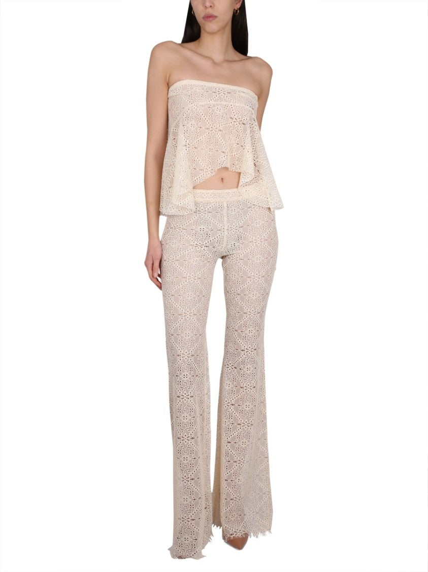 Dsquared2 Flared Pants With Intricate All-Over Embroidery