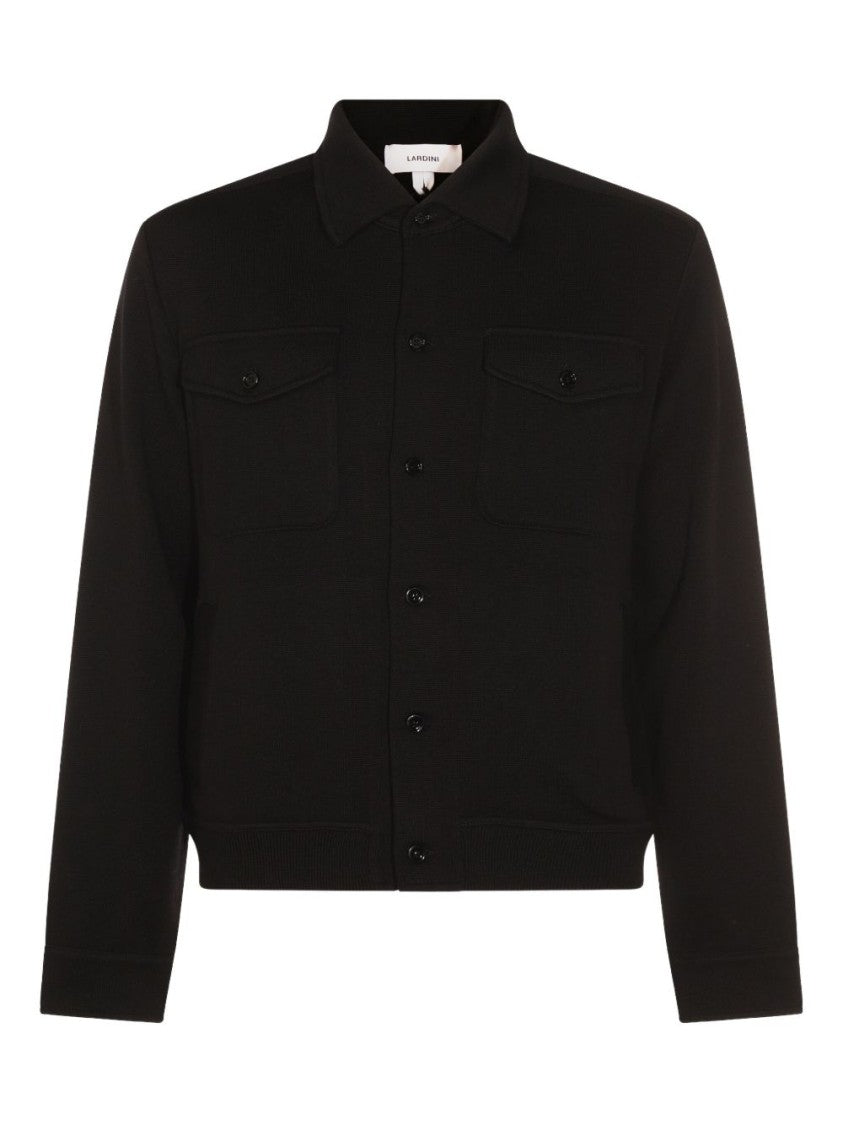 Lardini Textured Wool Knit Jacket With Button Fastening And Flap Pockets