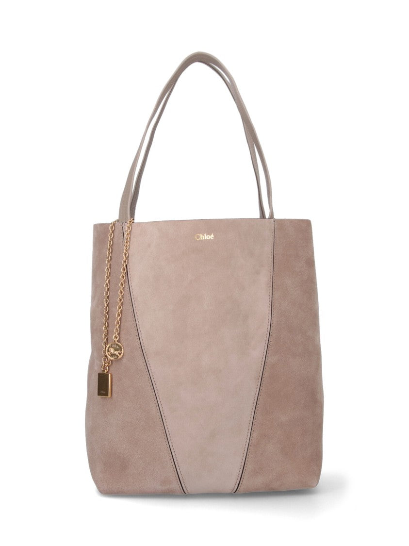 Chloé Spacious Suede Tote With Decorative Chain