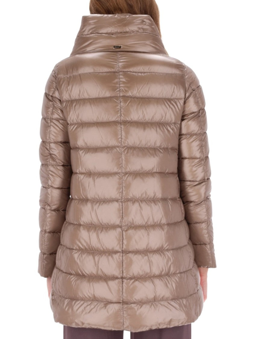 Herno Lightweight Quilted Jacket With High Collar And Flared Hem