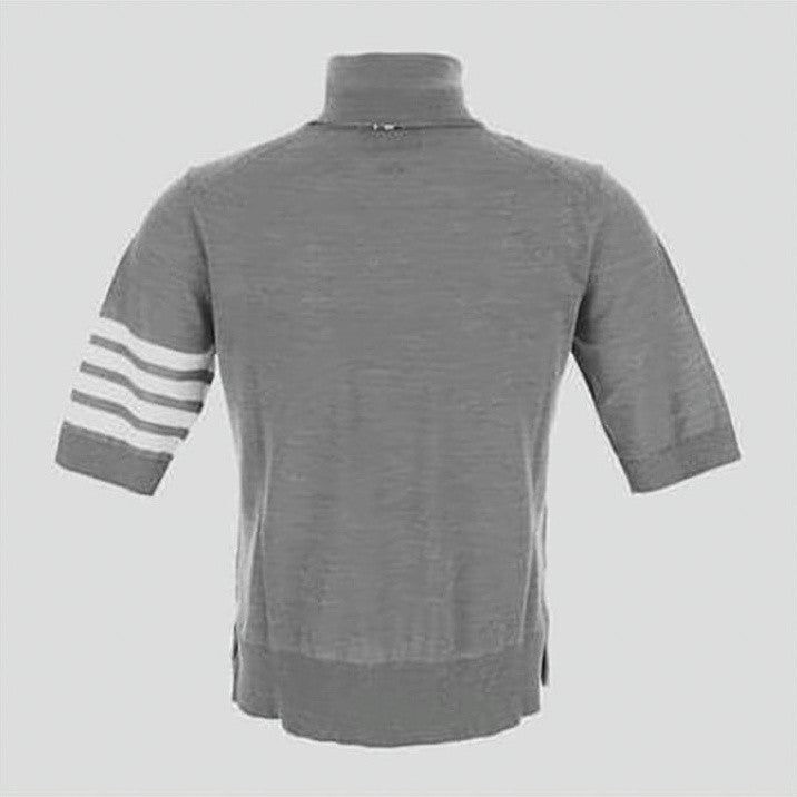 Thom Browne Mid-Grey Turtleneck Sweater With Elbow-Length Sleeves