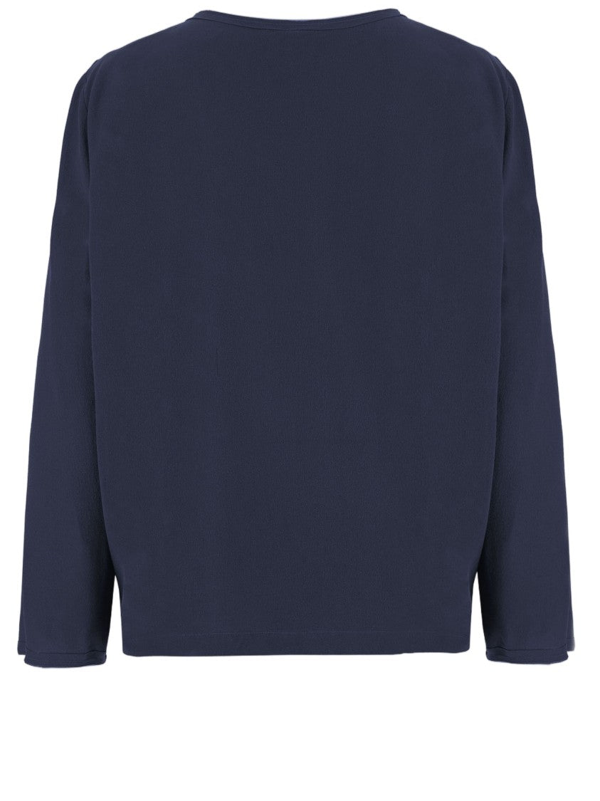 Q-Wins Navy Silk Knit Sweater