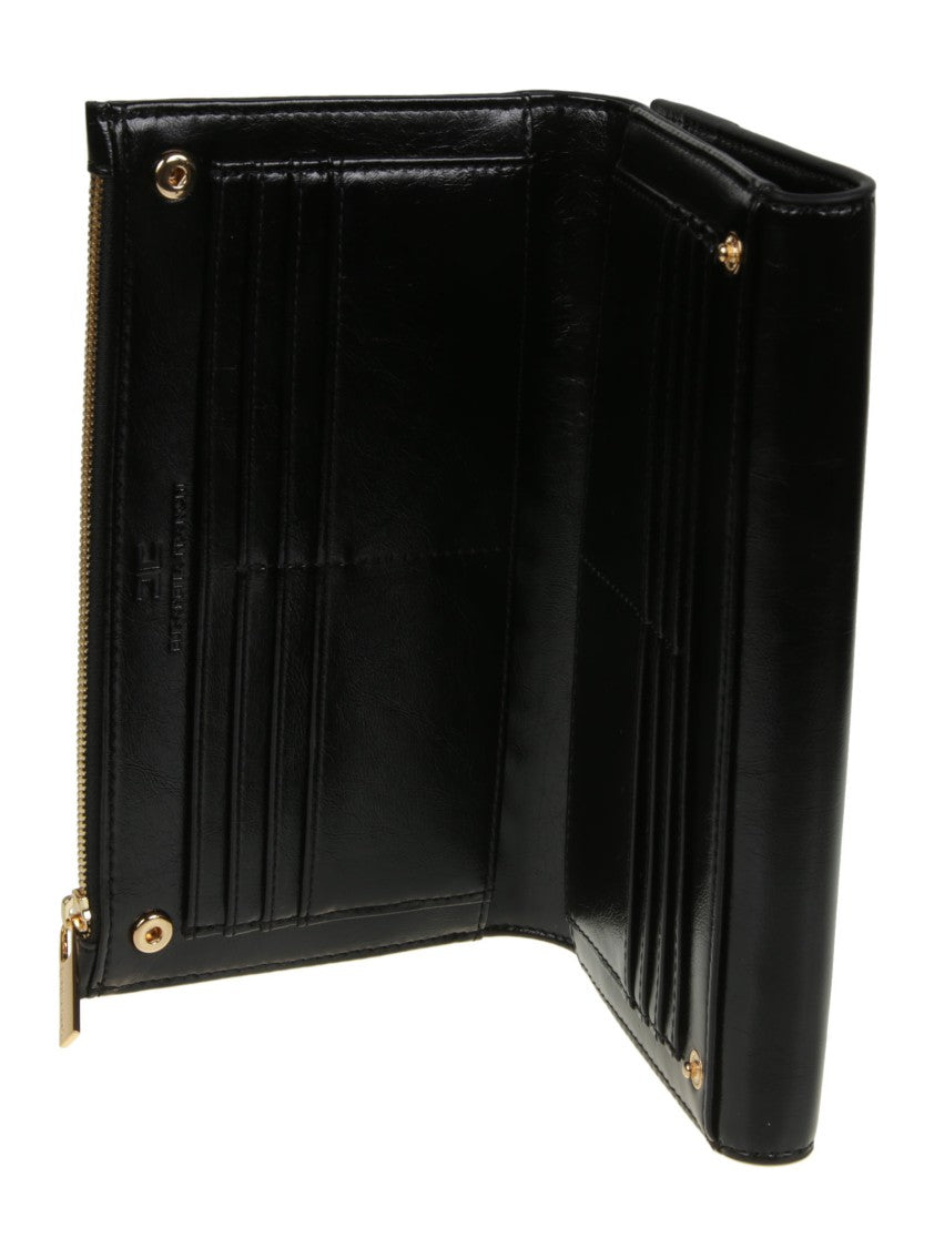 Elisabetta Franchi Rectangular Chain Wallet Glossy Clutch