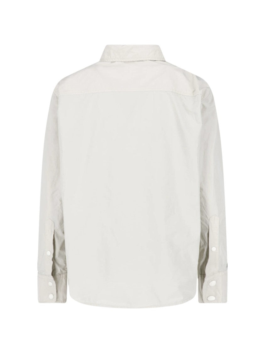 Aspesi Neutral Classic Collar Snap Button Shirt