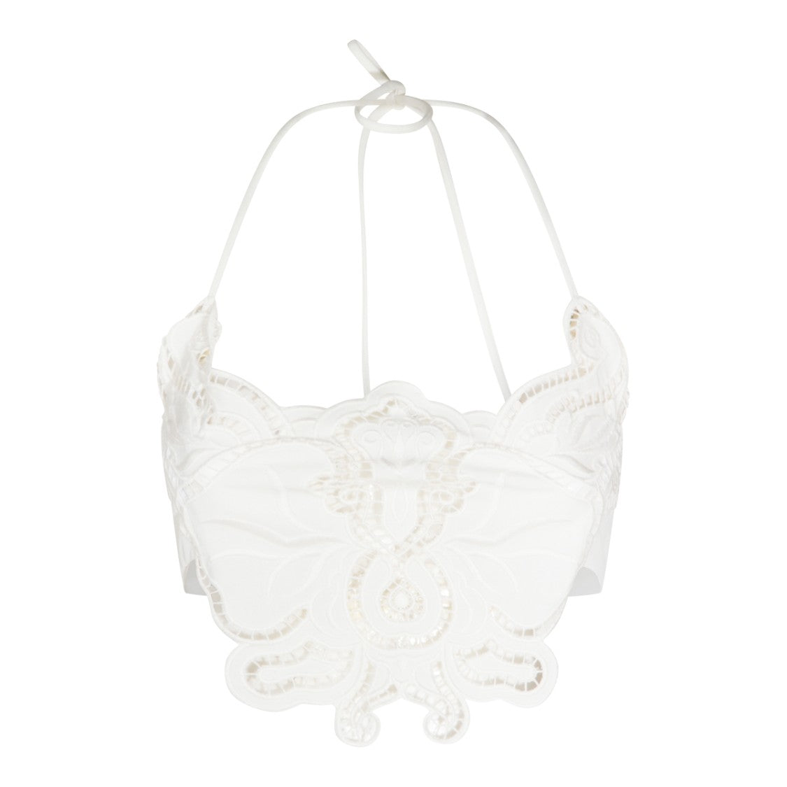 Blumarine White Lace Cropped Top