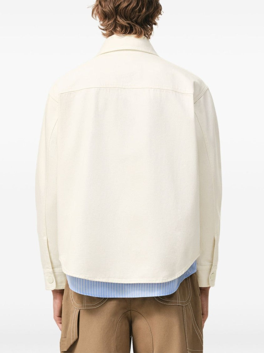 Ami Paris Beige De Coeur Crochet Patch Snap-Button Shirt