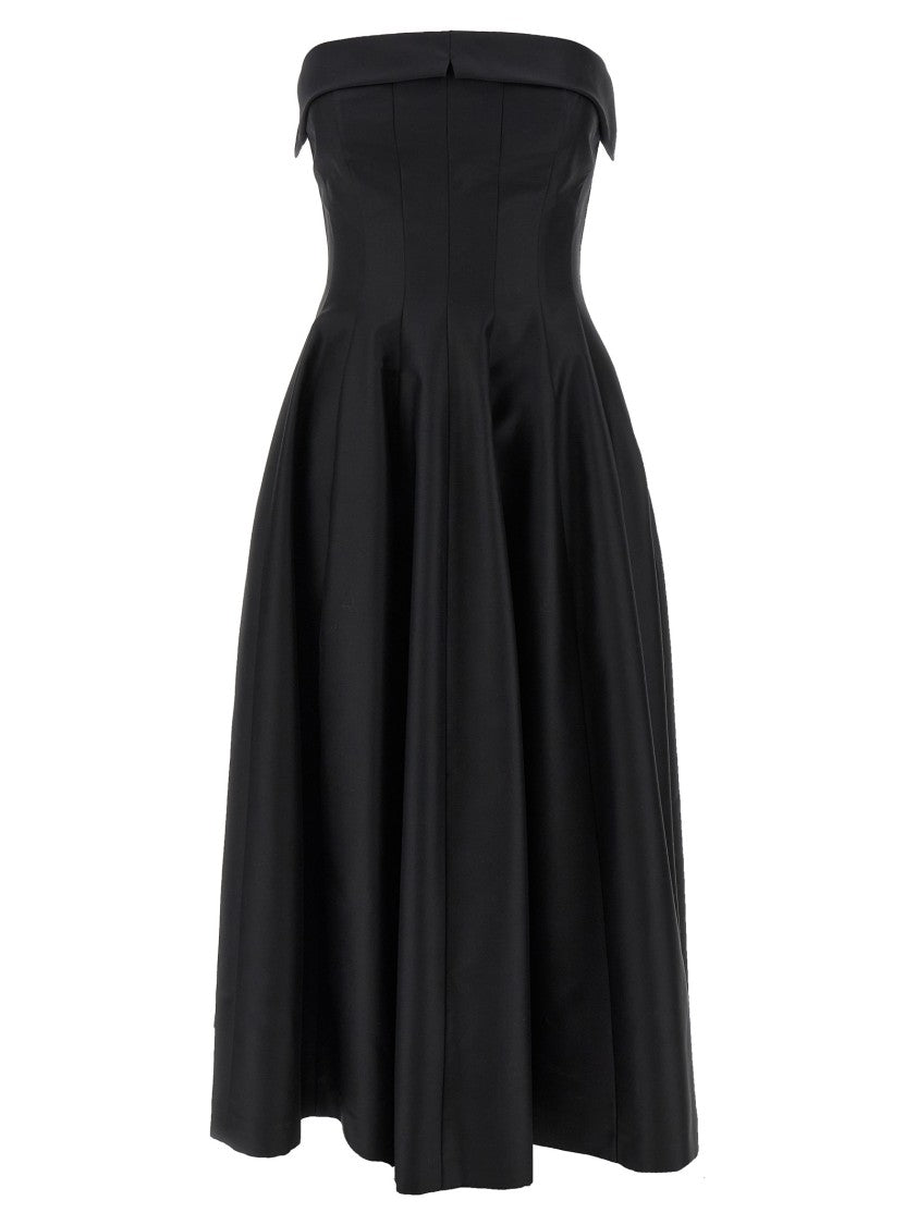Alberta Ferretti Off-The-Shoulder Midi Dress With Structured Corset