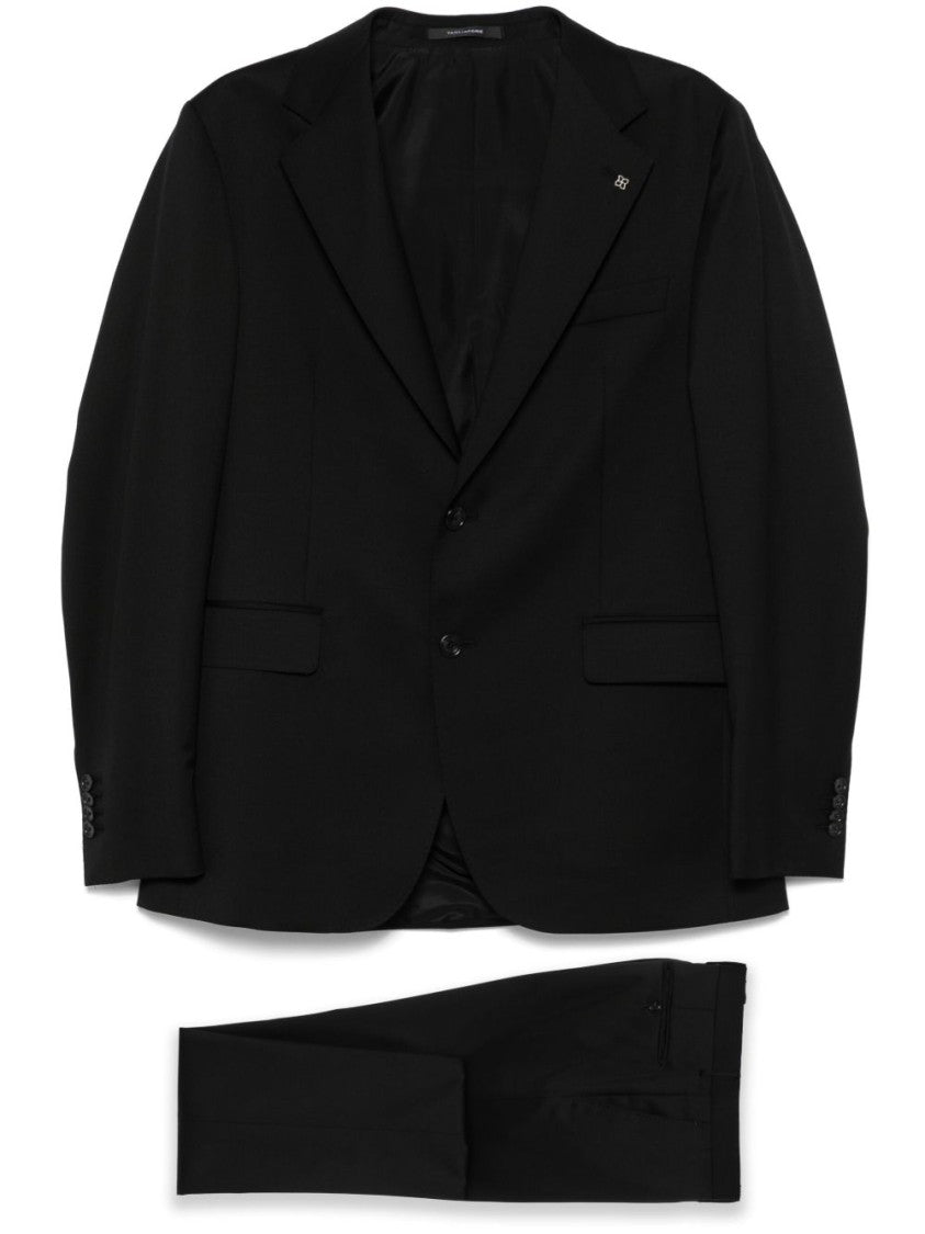 Tagliatore Classic Black Wool Suit With English Rear Vents