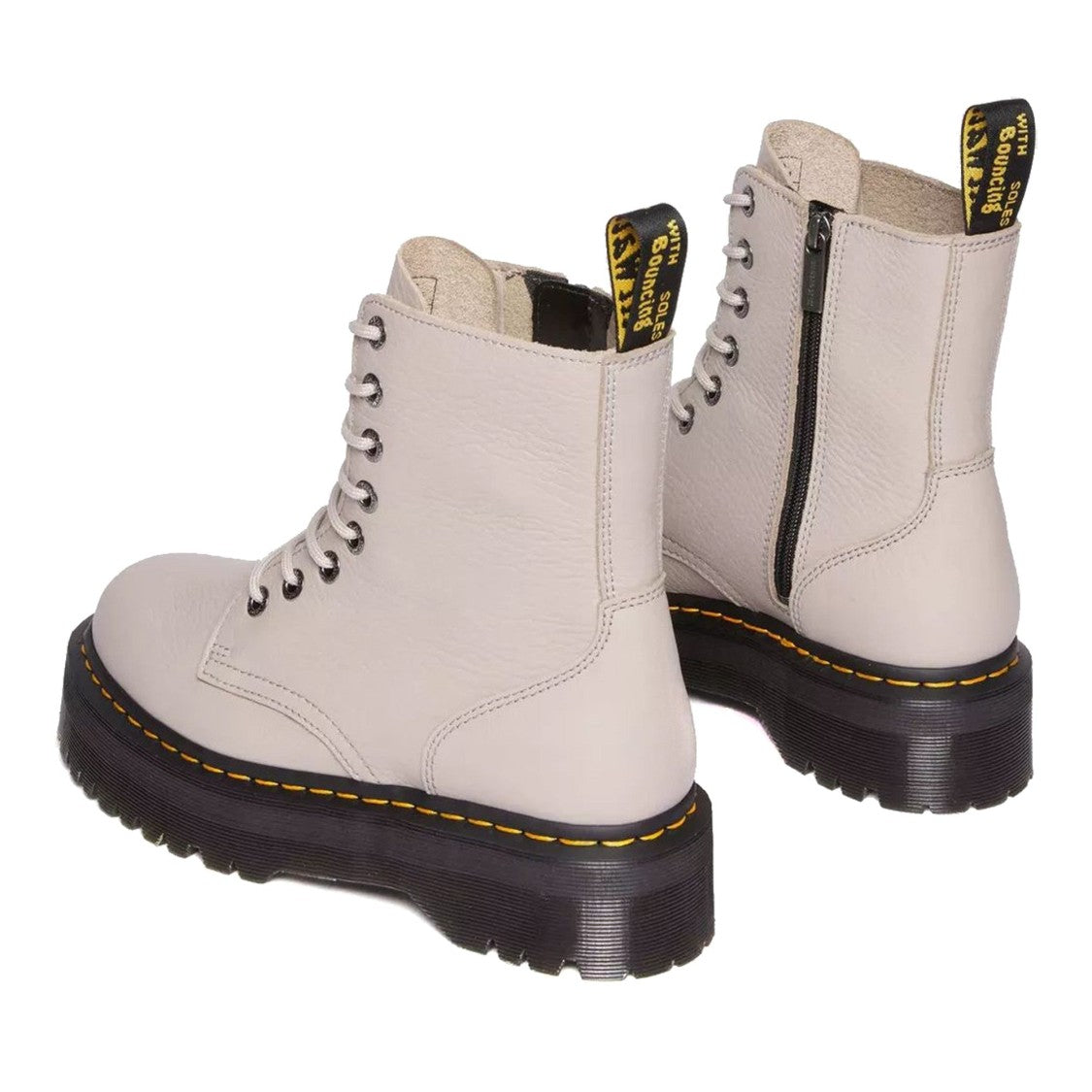 Dr. Martens Beige Jadon Iii Vintage Pisa Chunky Platform Leather Ankle Boots