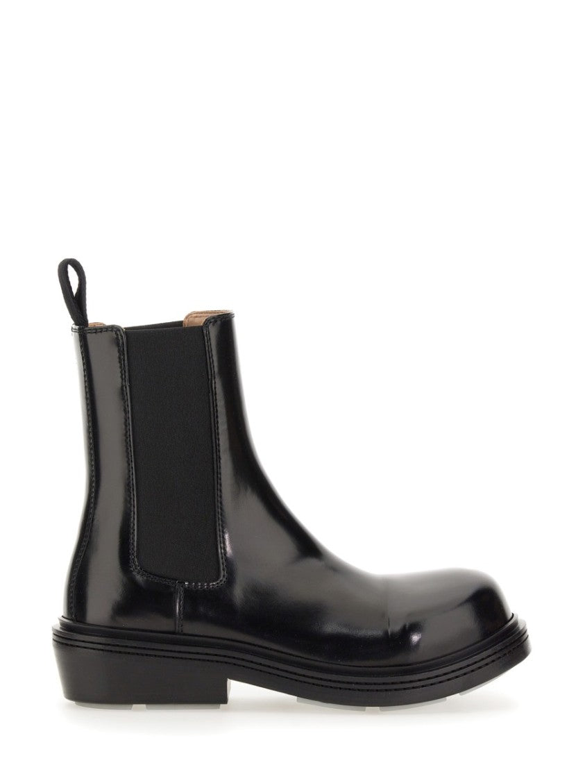 Bottega Veneta Black Calf Leather Fireman Chelsea Boot