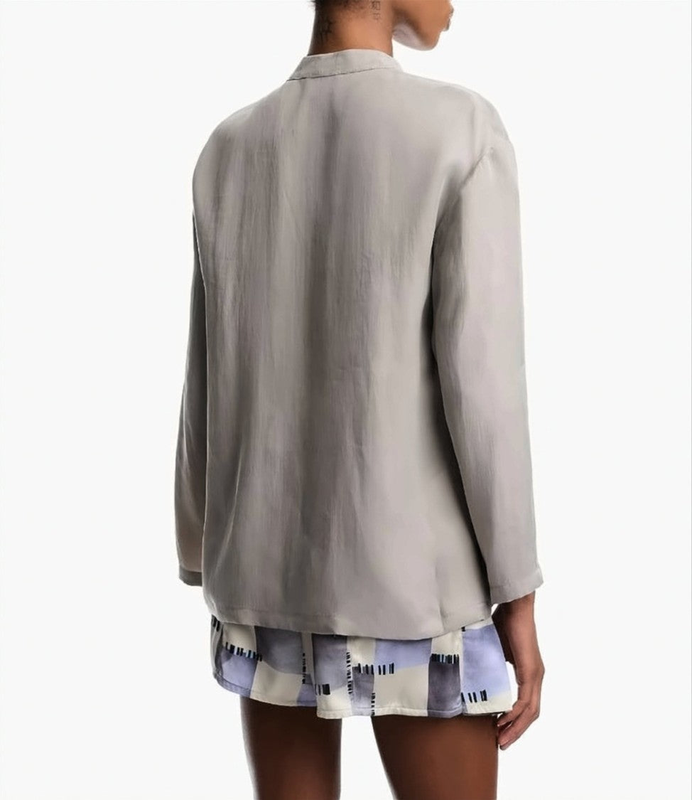 Emporio Armani Guru Collar Washed Fluid Lyocell Shirt