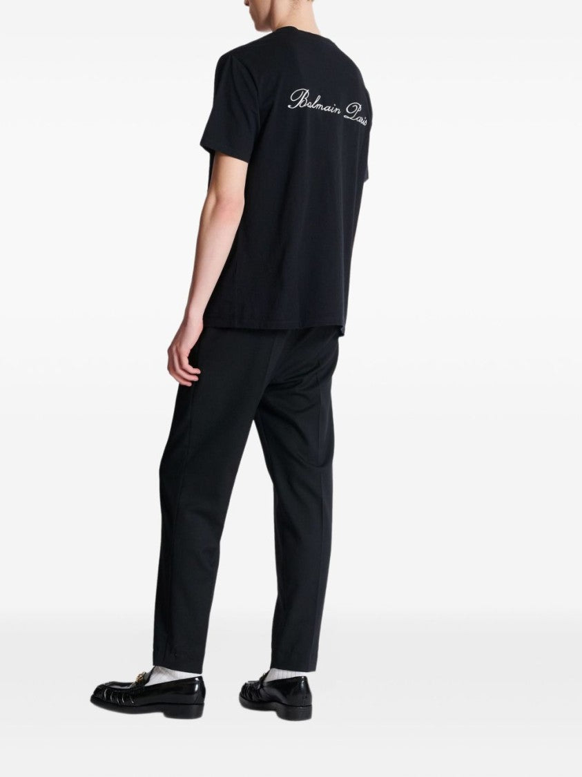 Balmain Relaxed-Fit Black T-Shirt With Script Logo