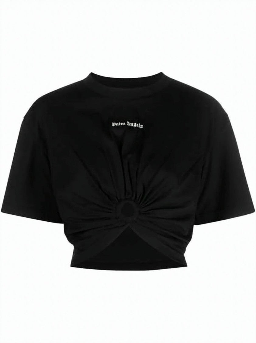 Palm Angels Gathered Front Short-Sleeve Top With Central Ring Detail