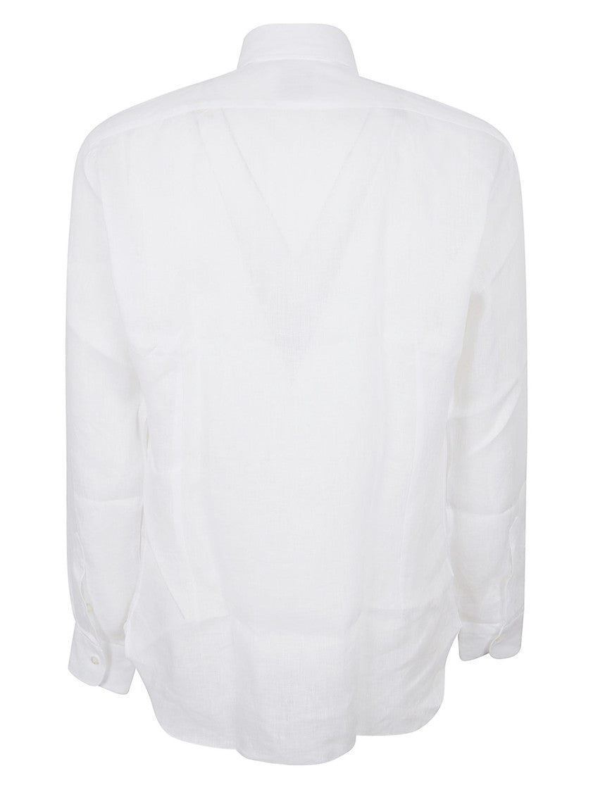 Barba Napoli Linen Shirt With Classic Collar And Button Closure