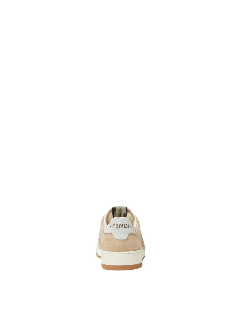 Fendi Match Beige Suede Low-Top Sneakers