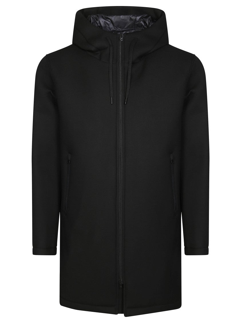 Herno Black Scuba Jacket With Hood And Design