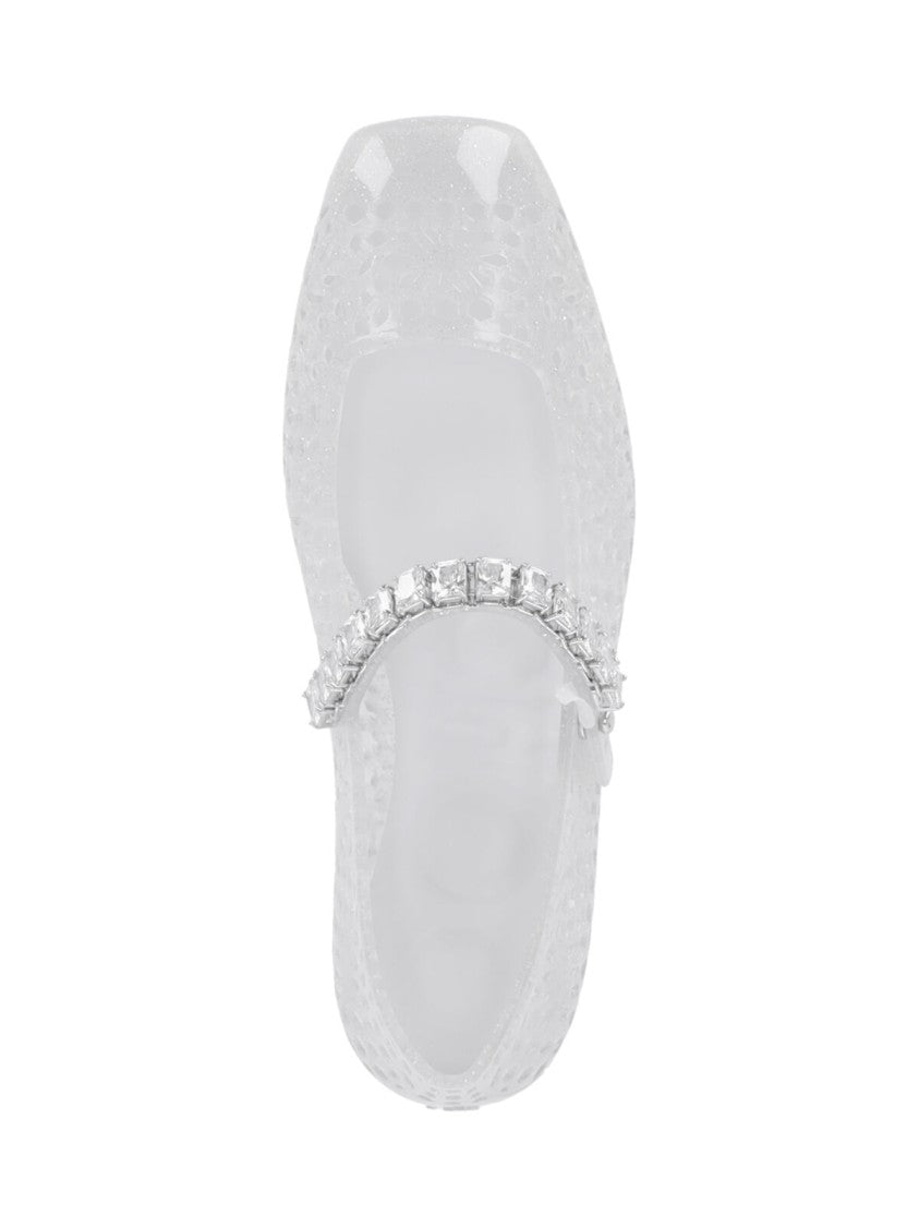 Jimmy Choo Silver Mary Jane Jelly Flats