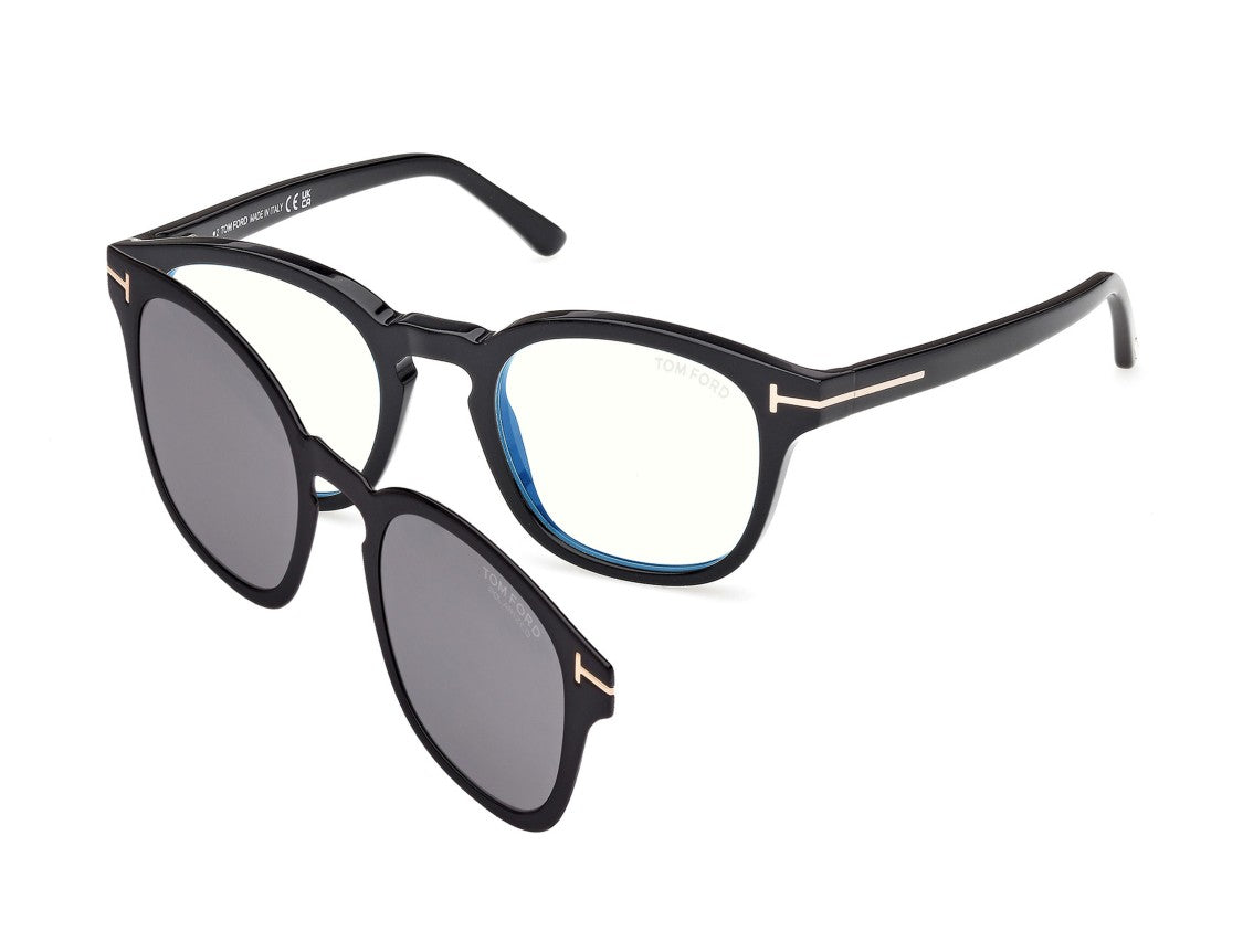 Tom Ford Black Ft5532-B Clip-On Square Eyeglasses