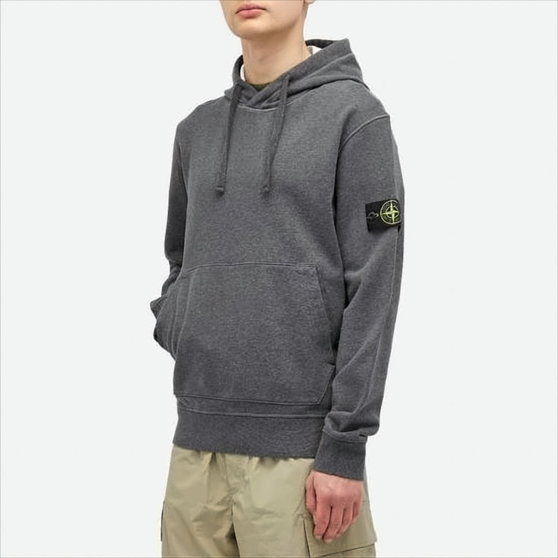 Stone Island Mid-Grey Cotton Hoodie With Signature Patch