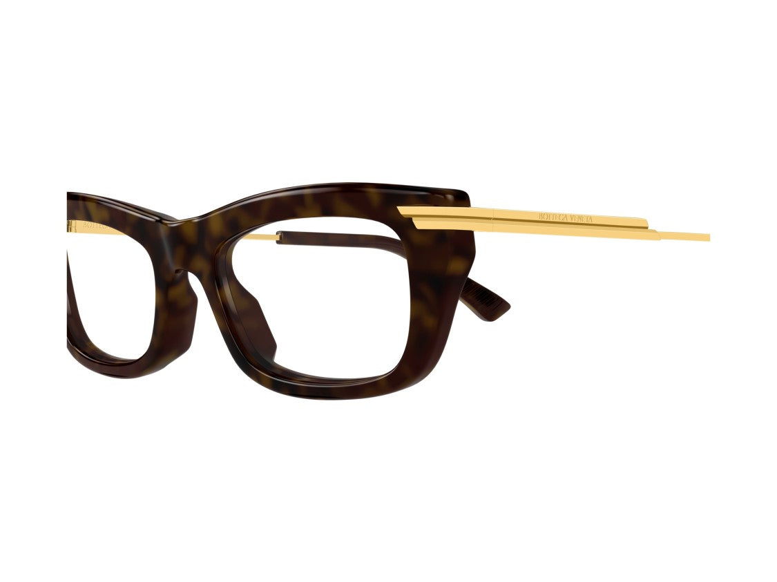 Bottega Veneta Gold Bv1371o Tortoiseshell Oversized Square Eyeglasses