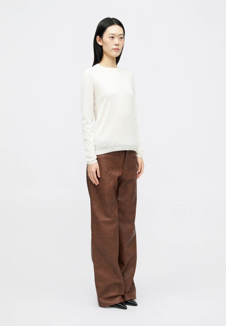 Max Mara Malesia Knit Top In Ivory White Wool-Cashmere Blend