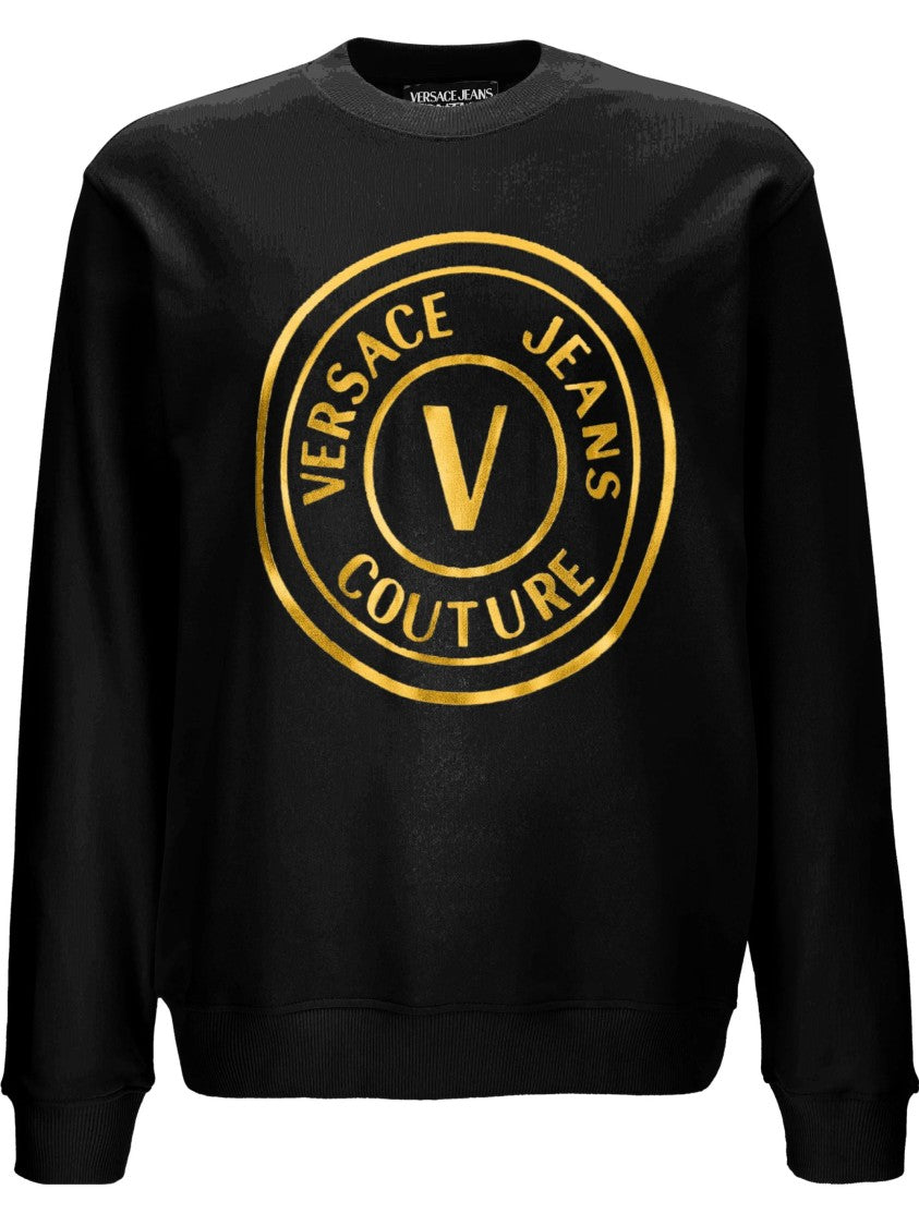 Versace Jeans Couture Black Gold Circular Logo Sweatshirt