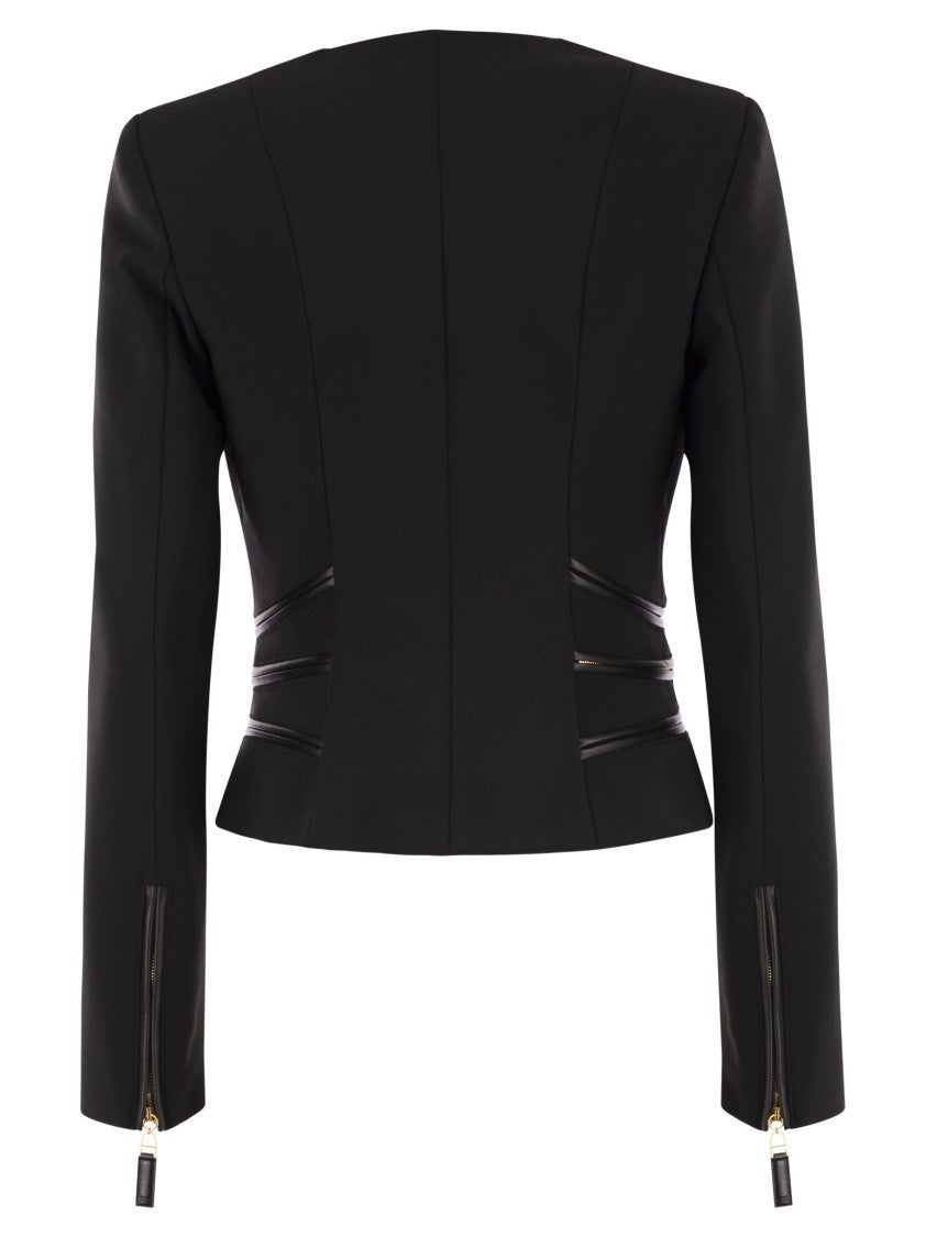 Elisabetta Franchi Double Crepe Jacket With Zip Details