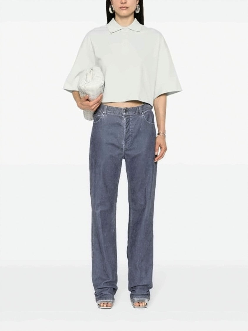 Bottega Veneta Cropped Boxy Polo Shirt With Classic Collar