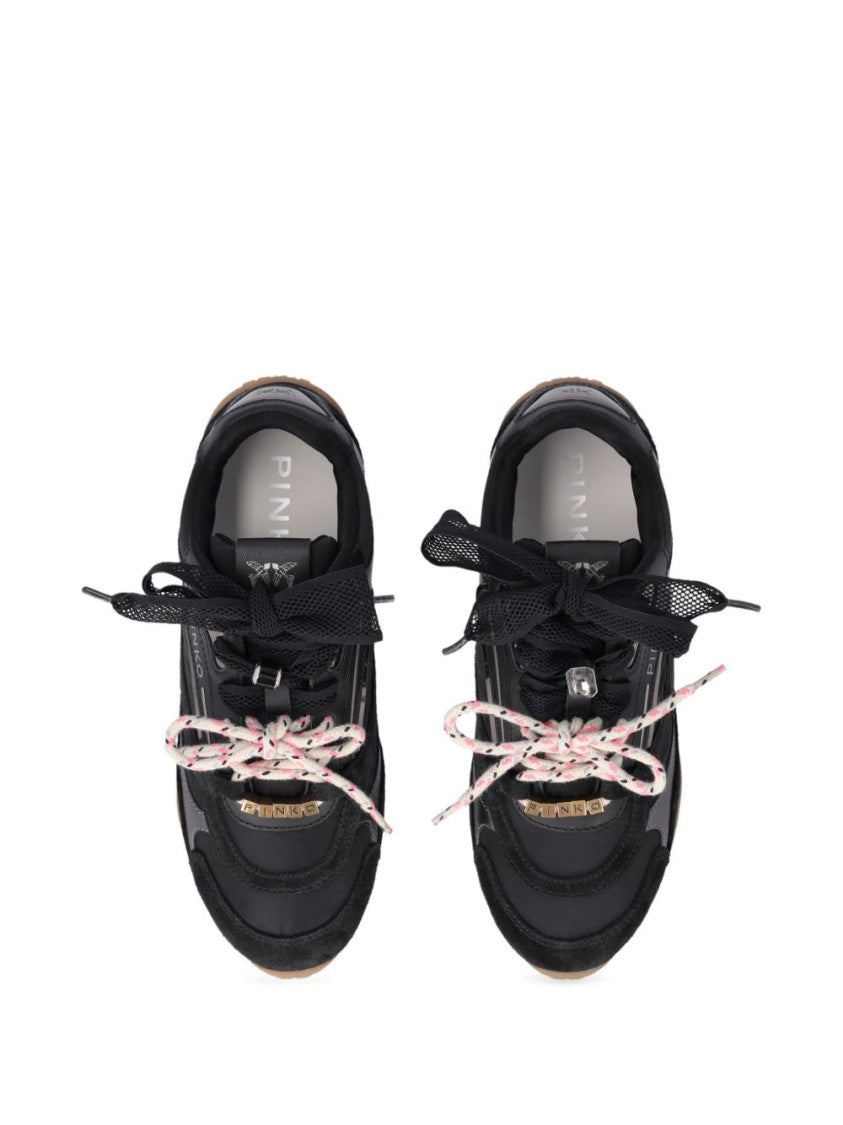 Pinko Sleek Black Flat Shoes With Metallic Accents