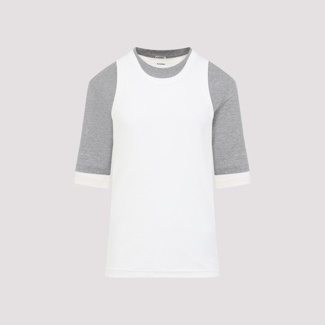 Jil Sander Kit Ss Grey And White Cotton T-Shirt