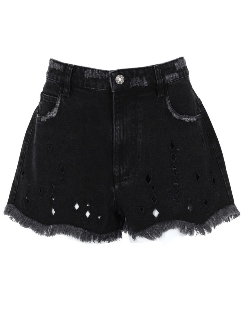 Isabel Marant Aecia Black Denim Distressed Shorts