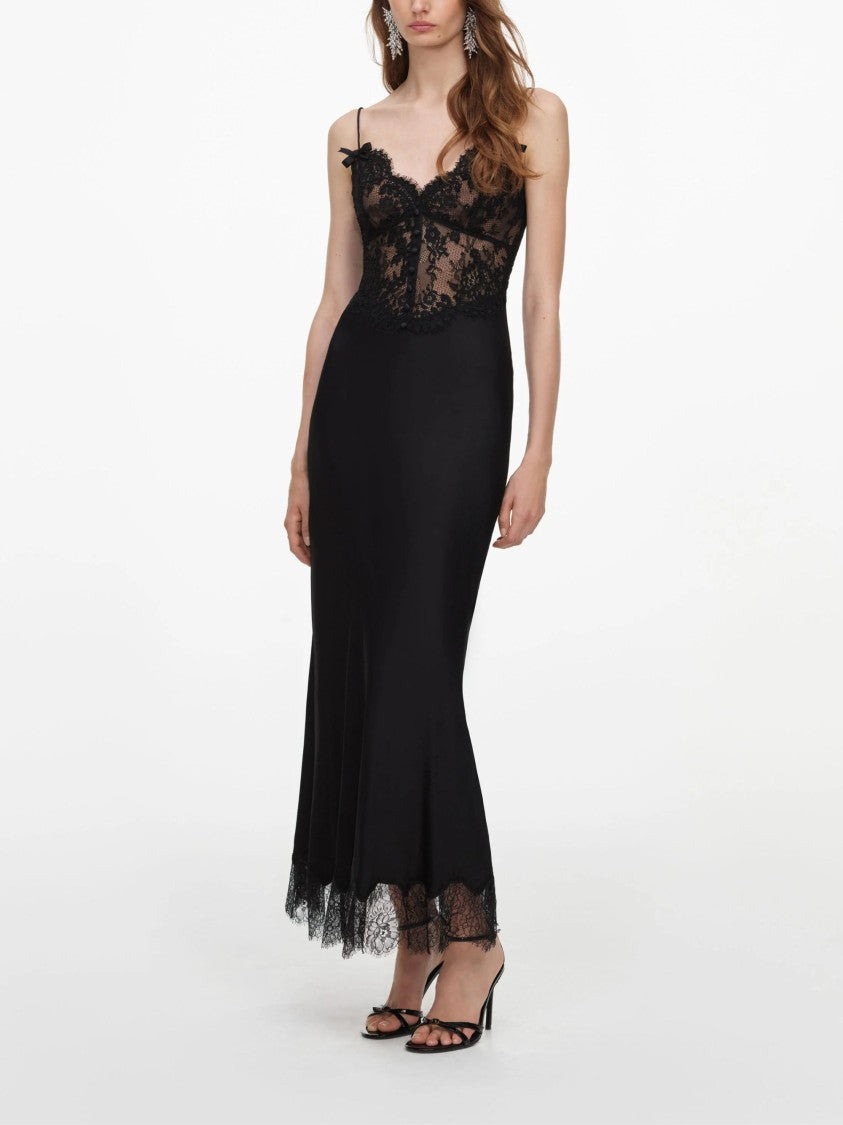 Self-Portrait Black Fitted Intricate Lace Midi Dress