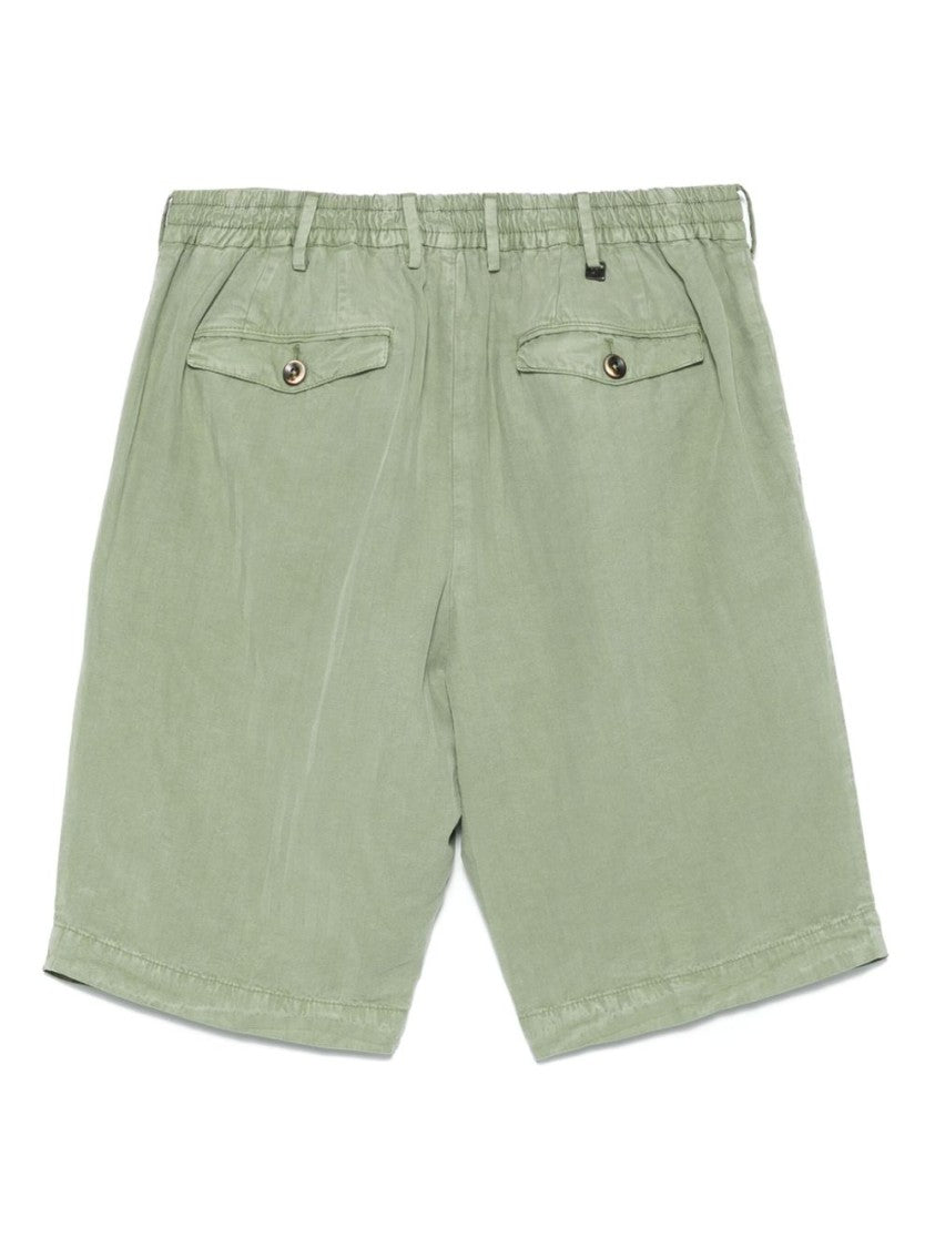 Pt Torino Relaxed-Fit Green Bermuda Shorts With Classic Waistband