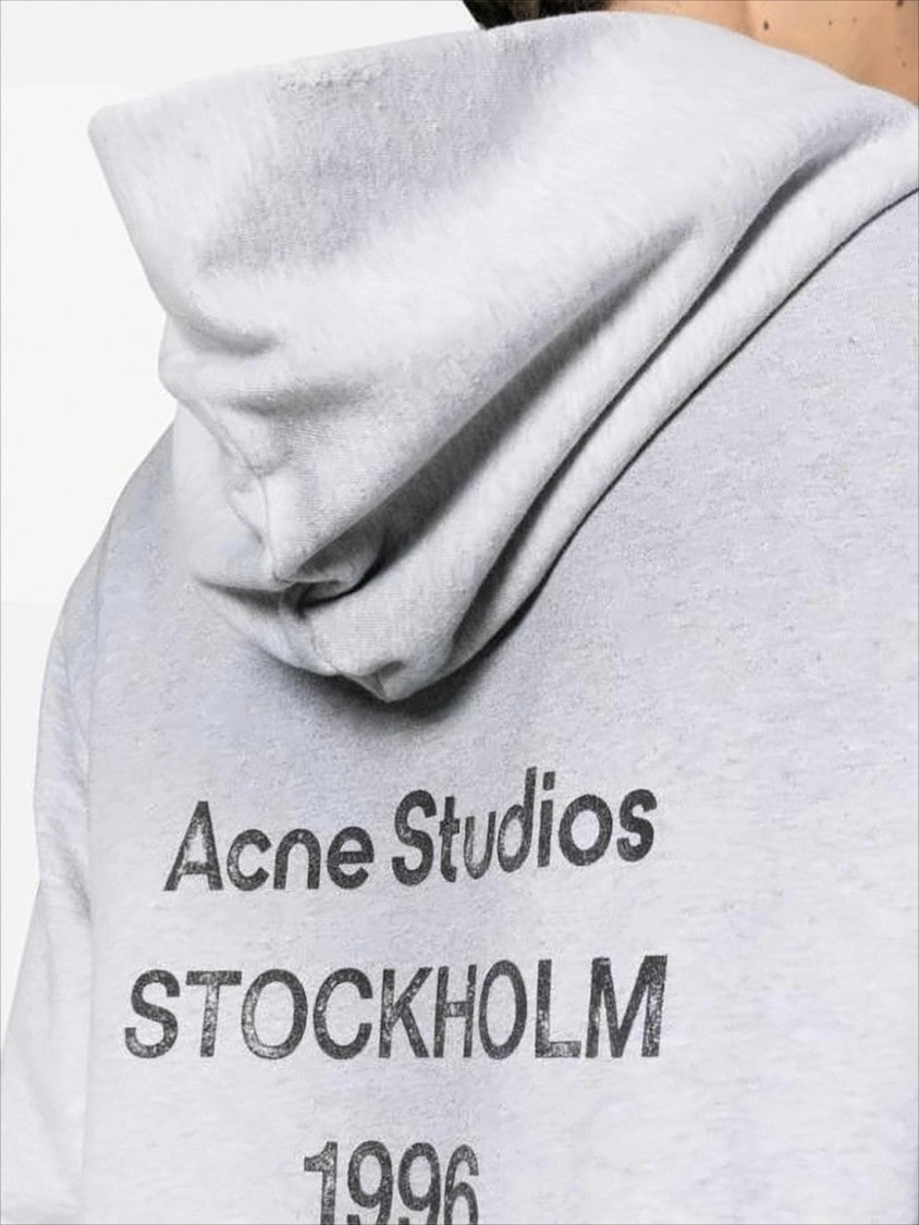 Acne Studios Oversized Grey Hoodie With Relaxed Fit And Bold Detailing