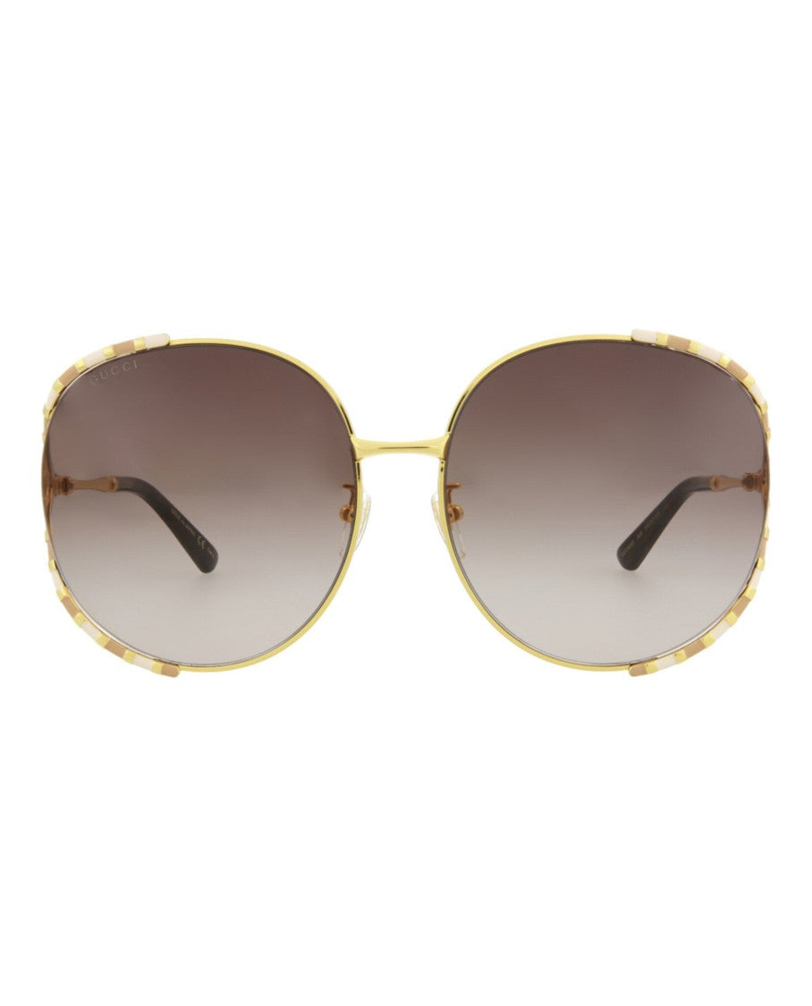Gucci Round-Frame Metal Sunglasses