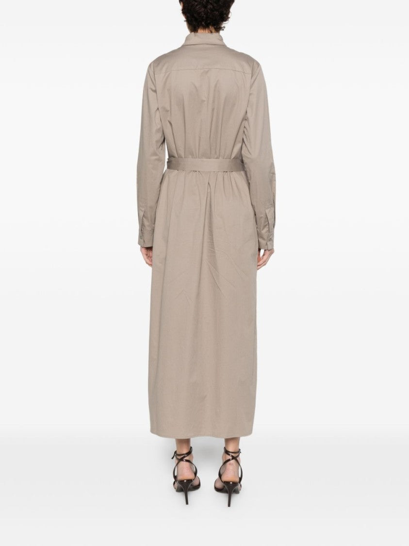 Peserico Midi Dress With Classic Shirt Collar And Self-Tie Belt