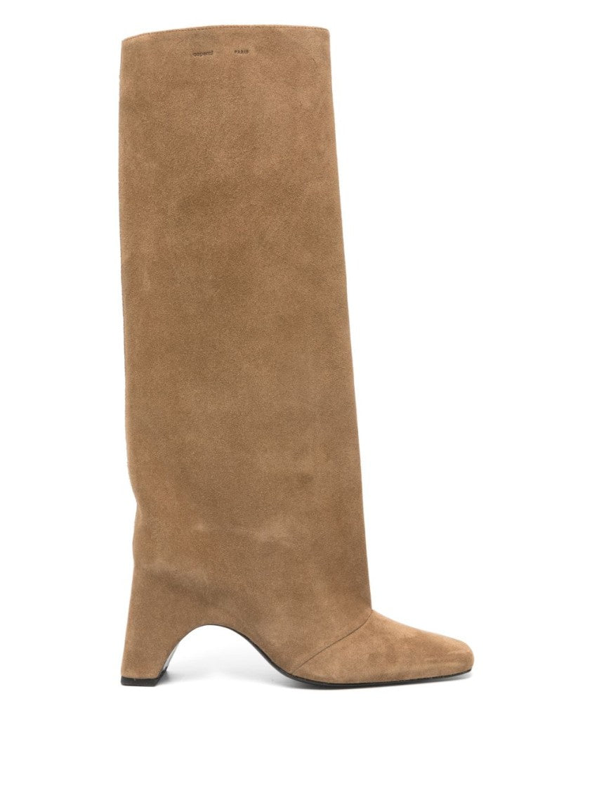 Coperni Brown Square Toe Block Heel Boots