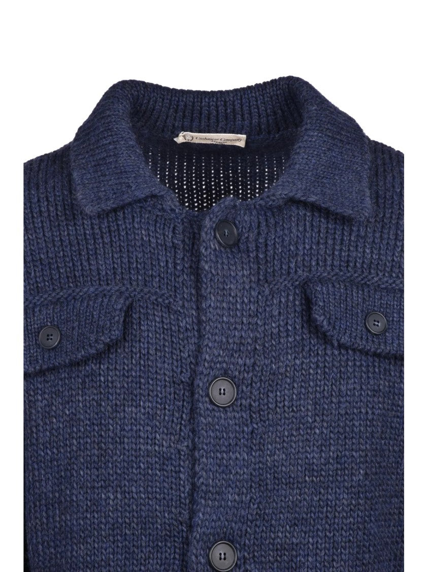 Cashmere Company P. Buttoned Cardigan With Chunky Knit Texture And Flap Pockets
