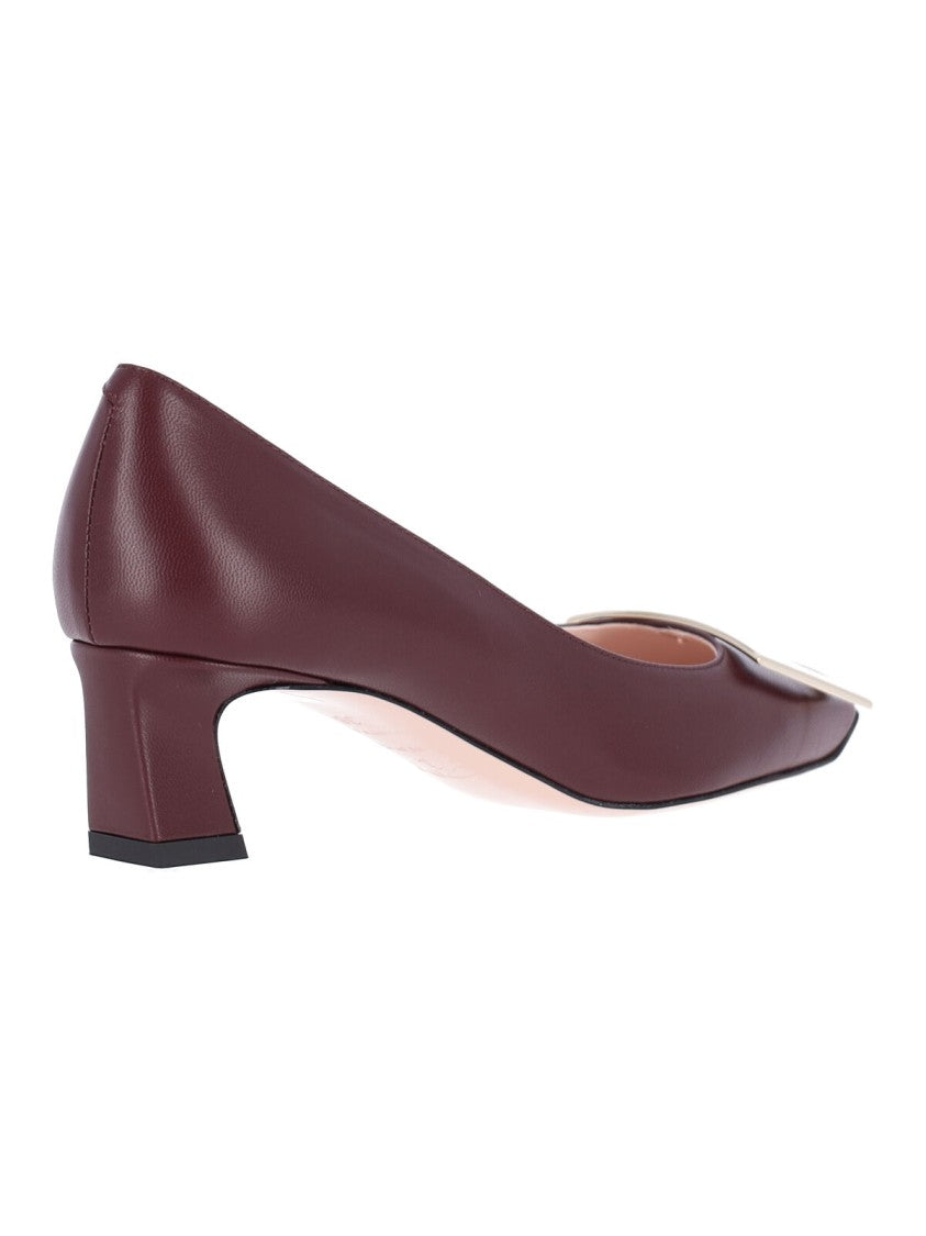 Roger Vivier Bordeaux Leather Trompette Buckle Pumps