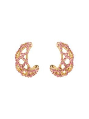 Oscar De La Renta Large Lattice Crystal Earrings