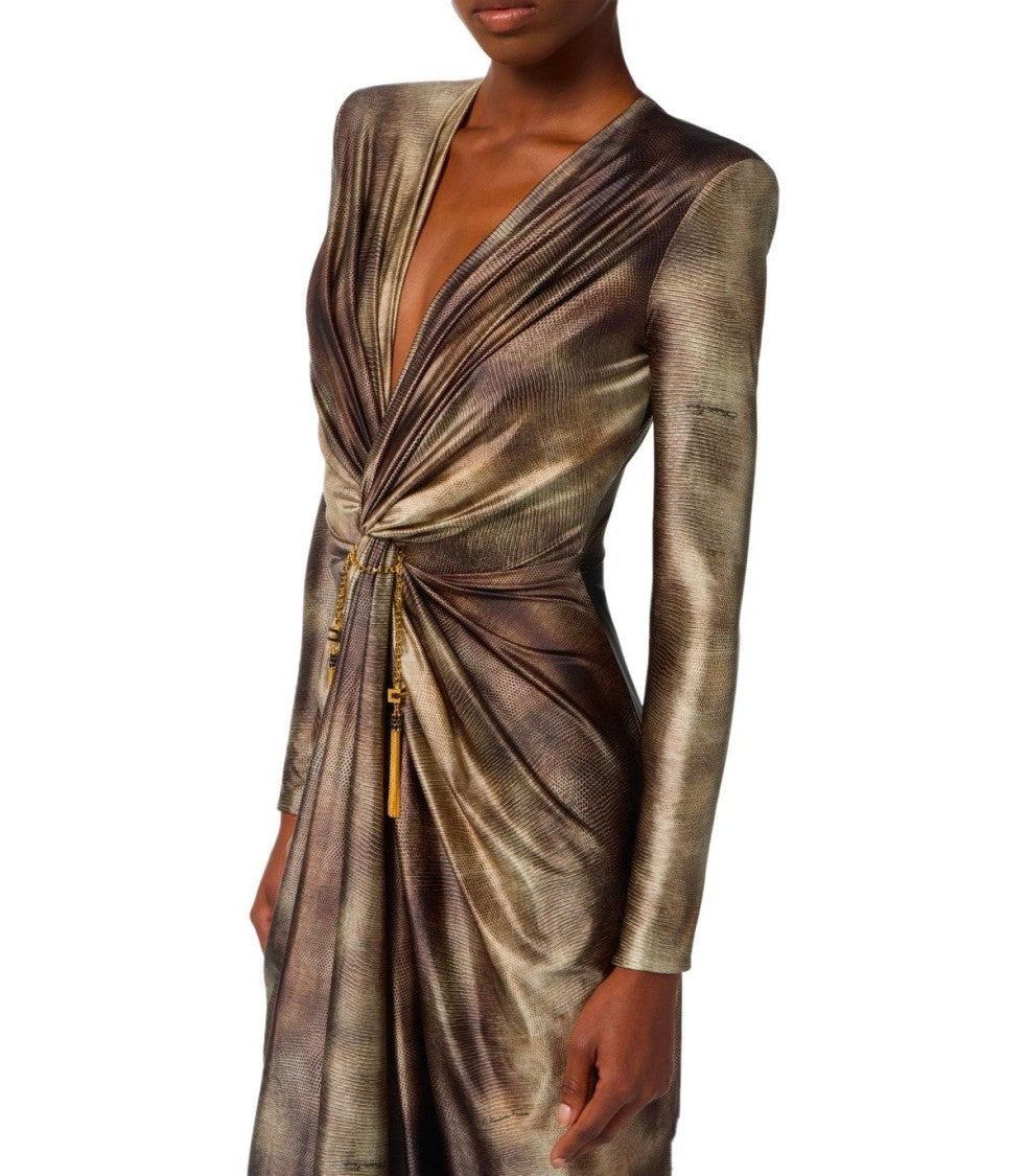 Elisabetta Franchi Red Carpet Lizard Dress