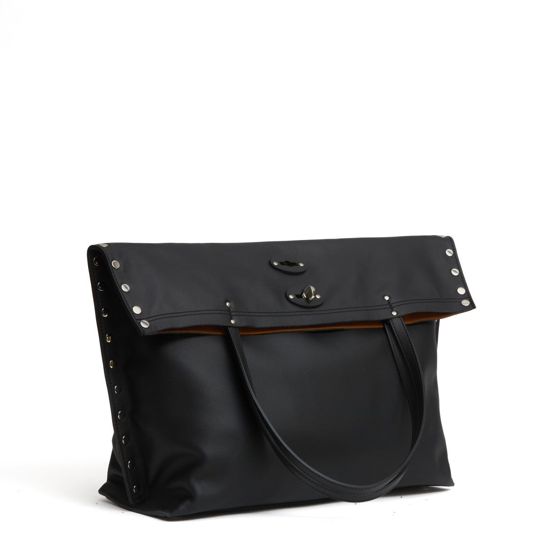 Zanellato Nikel Vitello Leather Medium Saeta Handbag