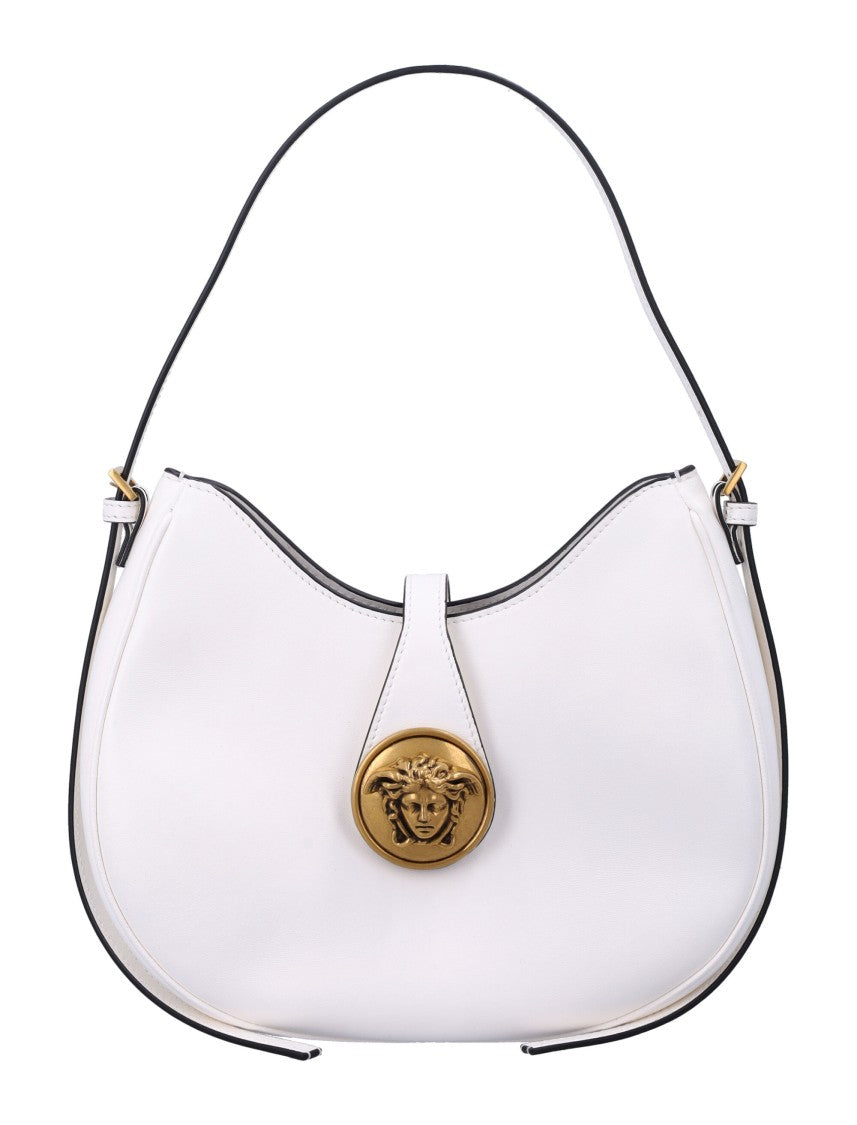 Versace Small Hobo Curved Medusa Leather Shoulder Bag