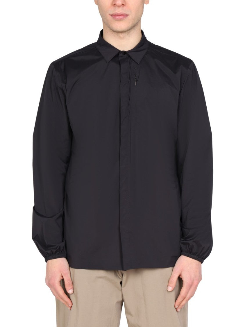 Monobi Pointed Collar Snap Closure Shirt Jacket